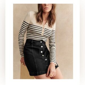 Sezane Dark Denim Mini Skirt with Buttons